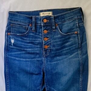 Madewell High-Rise Skinny Jeans Button Fly. Sz 25. Distreseed. Torn.